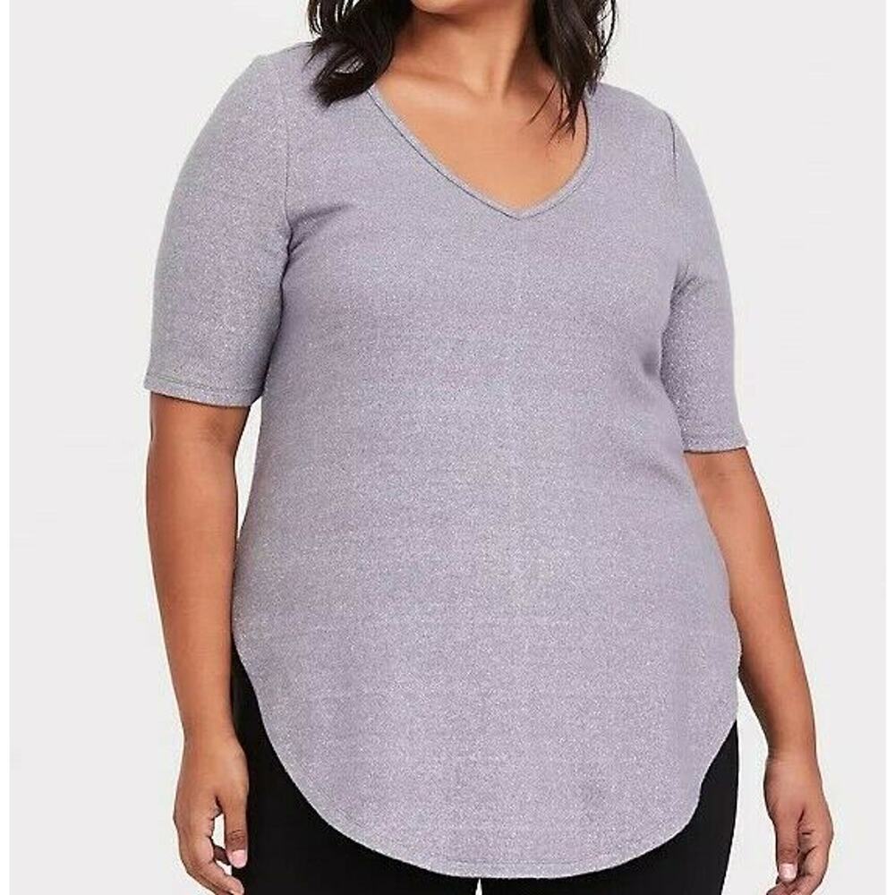 Torrid Grey Sparkle Hacci Tunic Tee 2 2X Gray Metallic